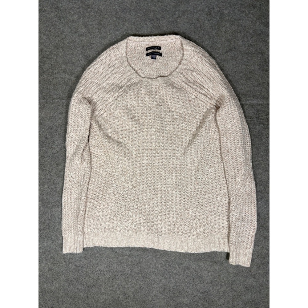 American Eagle Ahh-mazingly Soft Crewneck Sweater Beige Knit Small Raglan Sleeve